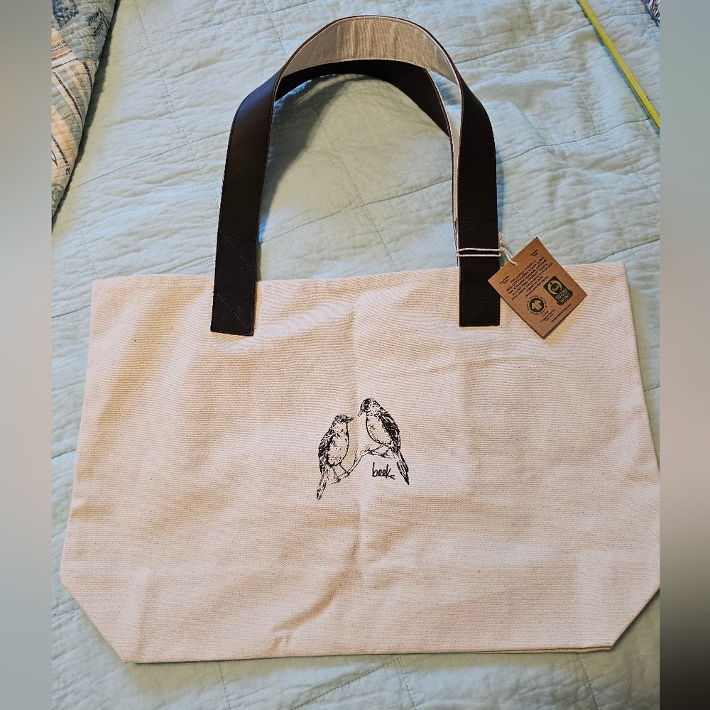 NWT RARE Beek 2 Birds Tote Bag Leather Handles